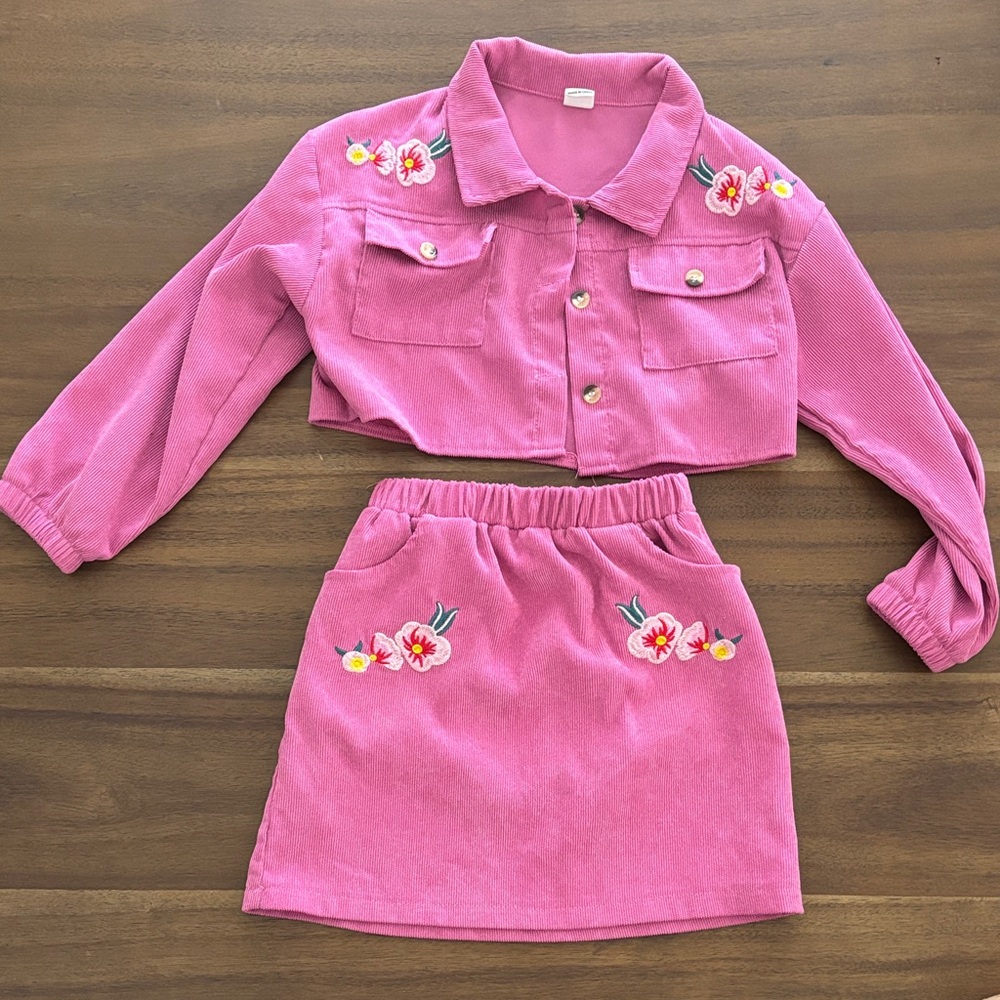 Pink Embroidered Two-Piece Set